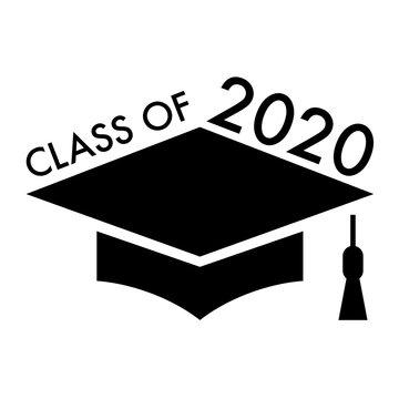 Class Of 2020 Logo Design Symbol Cap On Top Text, Congratulations Graduates Class 2020 ,Template For Graduation Design.isolated On White Background ,Vector Illustration EPS 10