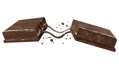 Chocolate andsplash  smooth abstract shapes white clipping path, 3d illustration 3D Rendering