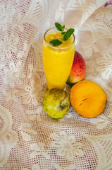 Glass Of White Sapote And Mango Juice