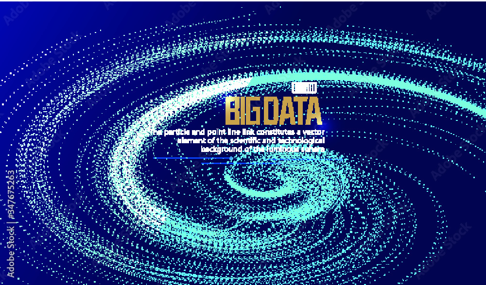 Poster glowing particle flow vortex, internet technology big data background.
