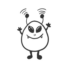 Alien. Vector drawing of an alien in doodle style. Children's illustration