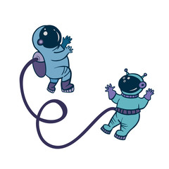 Astronauts. Astronauts in space. People in space. Vector color illustration in cartoon style.