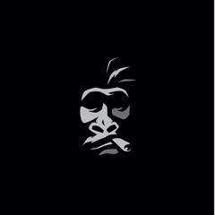 smoking gorilla logo design vector
