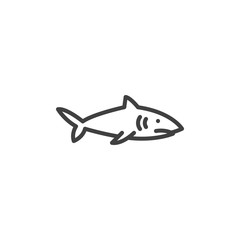 Shark fish line icon. linear style sign for mobile concept and web design. Shark predator animal outline vector icon. Symbol, logo illustration. Vector graphics
