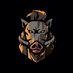 hipster boar logo design vector