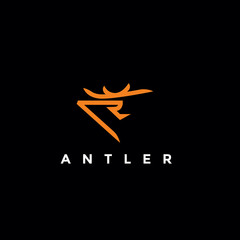 minimalist antler logo design vector