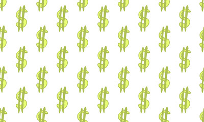 Seamless pattern with hand drawn vector dollar sign. Simple doodle object and design element, print template. Business and economical concept