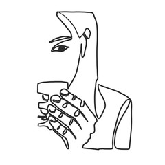 Continuous line drawing of a woman is drinking water.