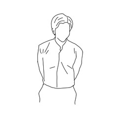 line drawing of the man who is standing and thinking