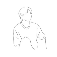 line drawing of a man sitting
