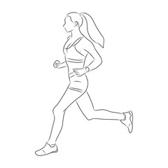 line drawing of a woman who is running and exercising