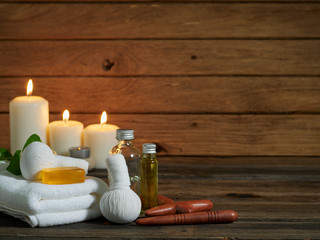 Spa composition with herbal compress ball.