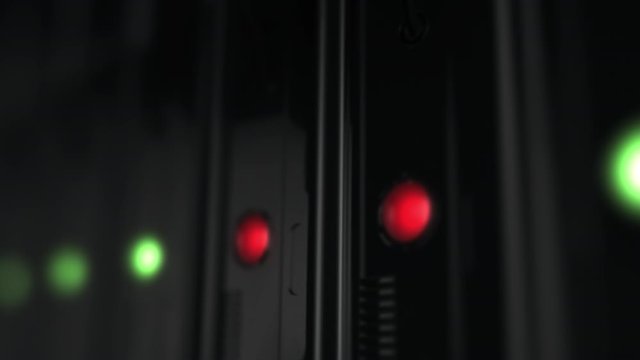 Hard Drive Failure in a Raid Array with Blinking LED Lights Indicating Which Drives Have Failed