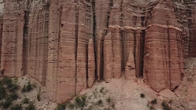 Talampaya National Park Ecoregion, Argentina. Cinematic Aerial View or Red Rock Formation in La Rioja Province