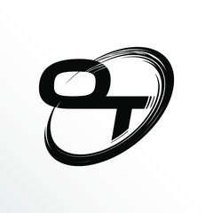 Initial Letter OT Brush Effect Logo Design