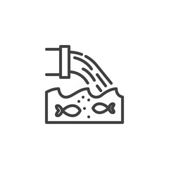 Ocean pollution waste pipe line icon. linear style sign for mobile concept and web design. Industrial waste pipe, water pollution outline vector icon. Symbol, logo illustration. Vector graphics