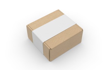 Blank Tuck In Flap Packaging Paper Box For Branding With paper label sleeve, 3d render illustration.