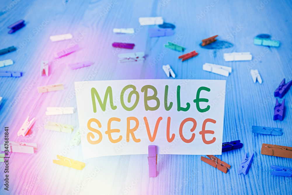 Poster conceptual hand writing showing mobile service. concept meaning radio communication utility between 