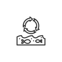 Water pollution recycle line icon. linear style sign for mobile concept and web design. Water cycle outline vector icon. Symbol, logo illustration. Vector graphics