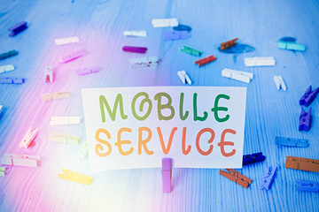 Conceptual hand writing showing Mobile Service. Concept meaning Radio communication utility between...