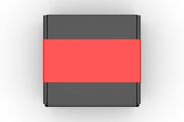 Blank Tuck In Flap Packaging Paper Box For Branding With paper label sleeve, 3d render illustration.