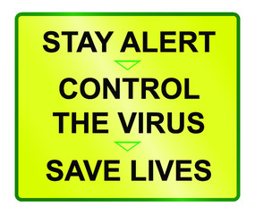 Revised United Kingdom government virus prevention message designed to commence unlocking the economy isolated on white background