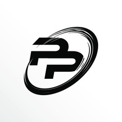 Initial Letter PP Brush Effect Logo Design