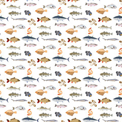 Fish animal vector illustration seamless pattern