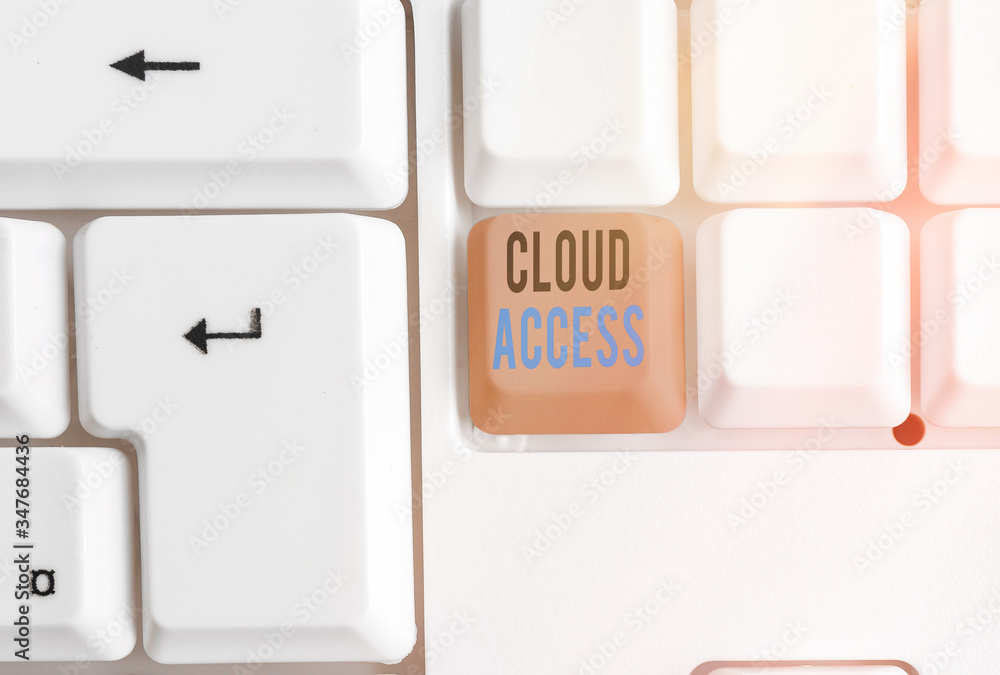 Poster text sign showing cloud access. business photo text software tool between the organization and the p