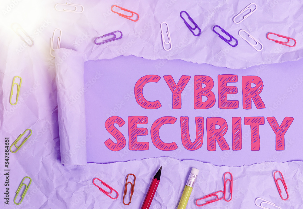 Poster handwriting text cyber security. conceptual photo protect a computer system against unauthorized acc