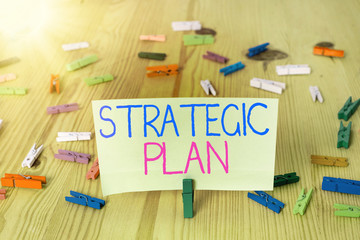 Text sign showing Strategic Plan. Business photo showcasing A process of defining strategy and making decisions