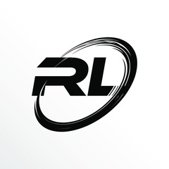 Initial Letter RL Brush Effect Logo Design