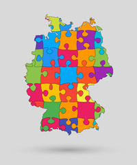 Country Germany map made jigsaw puzzle pieces