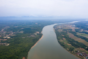 Arial view of Mekong river in Laos