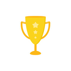 Golden trophy, prize, reward vector icon, illustration.