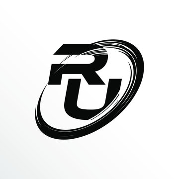 recommend clip art: Initial Letter RU Brush Effect Logo Design