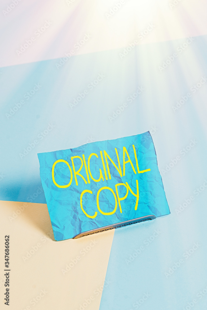 Fototapete conceptual hand writing showing original copy. concept meaning main script unprinted branded patente