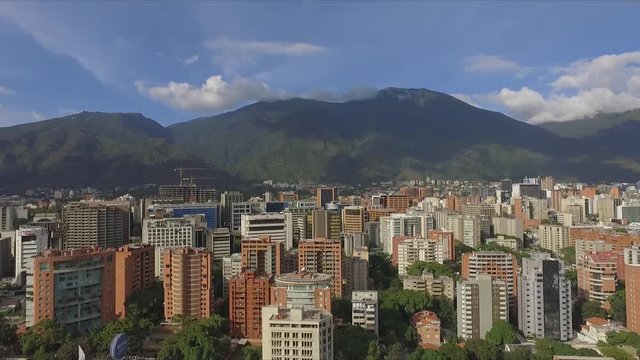 Done view of the building in Caracas, Venezuela, with the Ávila MOuntain at the background