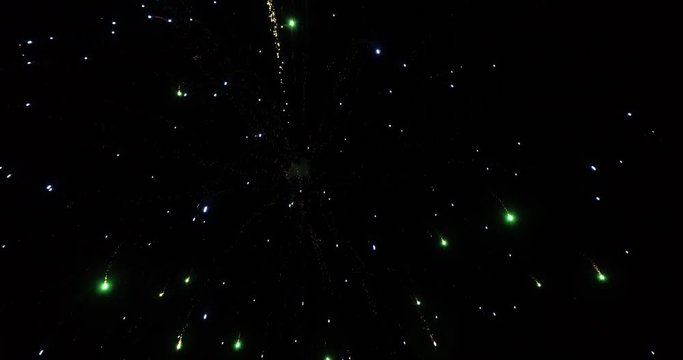 Single Shot Of Green Color Firework Explosion, Holiday Celebration, New Year, The 4Th Of July, Christmas And wedding.
