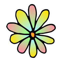 Colorful flower drawing. Vector hand drawn doodle illustration