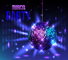 Sparkling disco ball. Night party