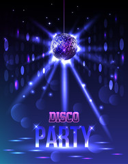Sparkling disco ball. Night party