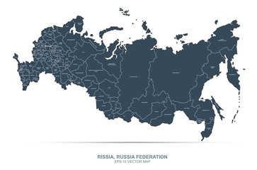 russia map. detailed russian federation vector map. 