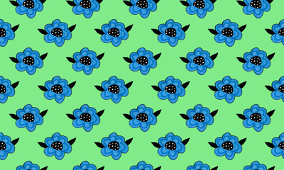 Fototapeta na wymiar Seamless pattern with hand drawn flower heads. Textile and fabric print template. Floral design element. Spring and summer symbol