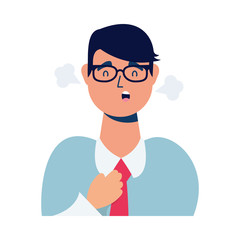 businessman sick with fever character