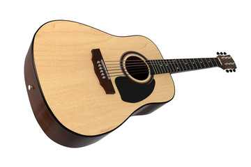 Fototapeta premium 3d render guitar acoustics. View from the angle. 3d modeling