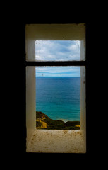 View of ocean from a window