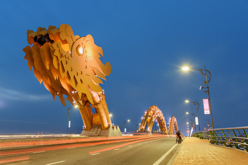 Evening view of the Dragon Bridge in Danang, Vietnam