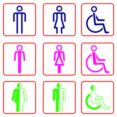 Fototapeta na wymiar toilet vector icons set, boy or girl restroom symbols