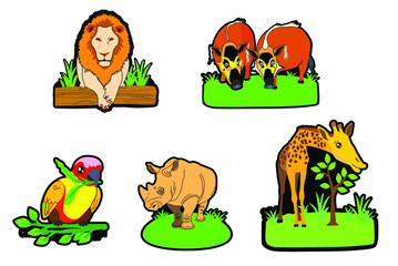 Wild animals. Vector and cartoon illustration